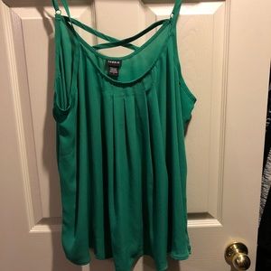 Torrid Size 1 green chiffon criss-cross tank
